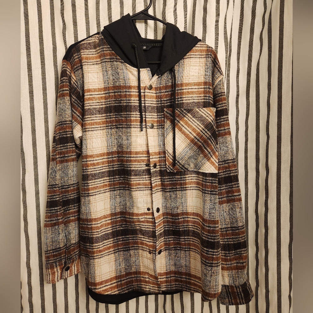 Mens flannel with hood